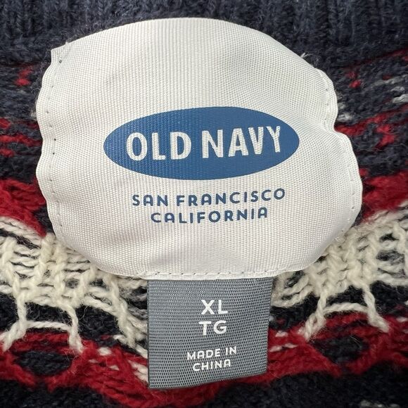 Old Navy Sweater Mens XL Multi Fair Isle Stripe Pullover Crewneck Wool Blend - Picture 5 of 9